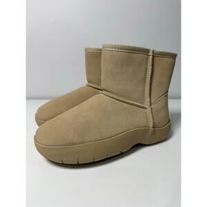 Athlefit Womens Platform Flat Bottom Boot Cognac New W/ Box